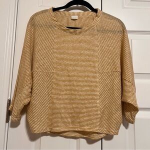 Poetry Beige and Mustard Striped Linen Top